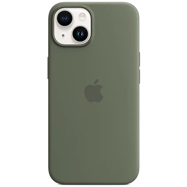 Чохол Apple iPhone 14 Silicone cases MagSafe NO animation Olive