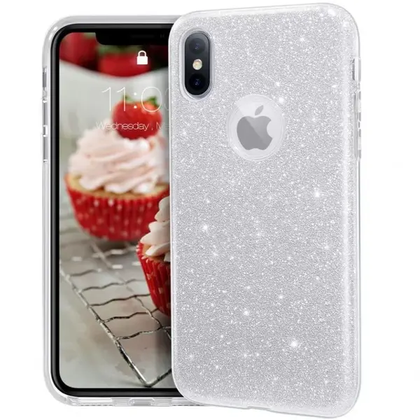 Чехол силиконовый Upex Crystal Glitter Apple iPhone X/XS Silver