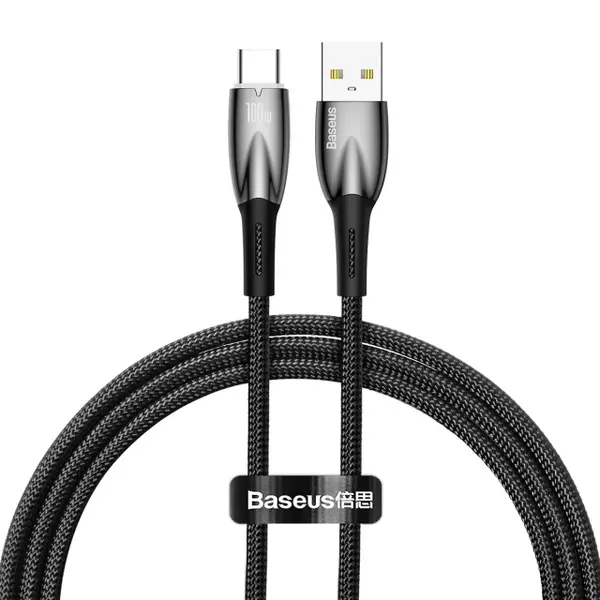 Кабель Baseus Glimmer Series Fast Charging Data Cable USB to Type-C 100W 1m Black (CADH000401)