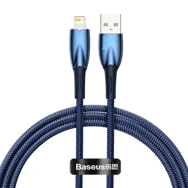 Кабель Baseus Glimmer Series Fast Charging Data Cable USB to iP 2.4A 1m Blue (CADH000203)