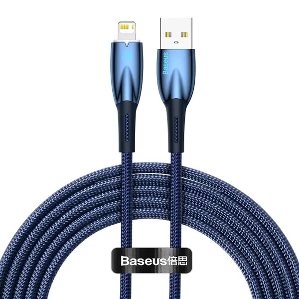 Кабель Baseus Glimmer Series Fast Charging Data Cable USB to iP 2.4A 2m Blue (CADH000303)