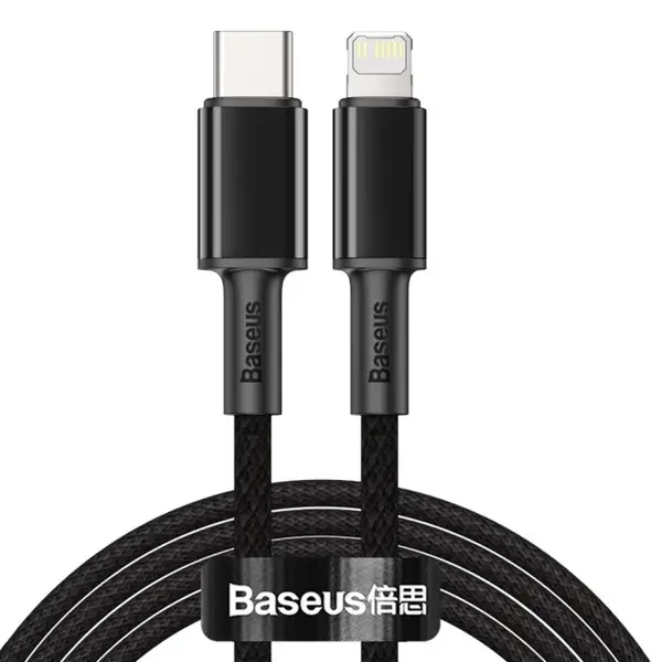 Кабель Baseus High Density Braided Fast Charging Data Cable Type-C to iP PD 20W 2m Black (CATLGD-A01)