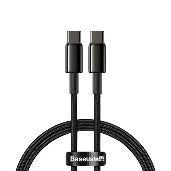 Кабель Baseus Tungsten Gold Fast Charging Data Cable Type-C to Type-C 100W 1m Black (CATWJ-01)