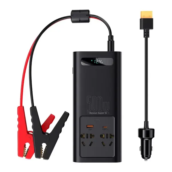 Автомобільний інвертор Baseus Super Si Power Inverter 500W (220V CN/EU ) Black (CGNB000101)