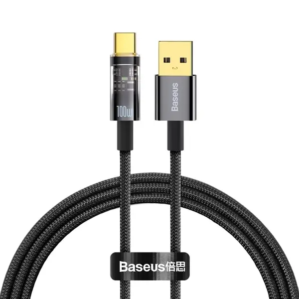 Кабель Baseus Explorer Series Auto Power-Off Fast Charging Data Cable USB to Type-C 100W 1m Black (CATS000201)