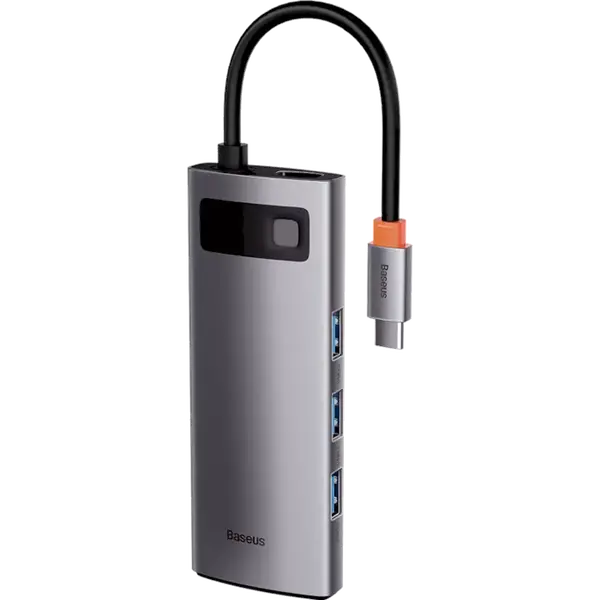 USB-хаб Baseus Metal Gleam Series 6-in-1 Multifunctional Type-C HUB Docking Station Gray (Type-C to USB3.0*3+PD*1+SD/TF*1) (WKWG030213)