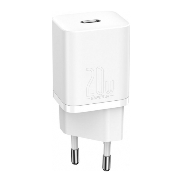 Мережевий зарядний пристрій Baseus Super Silicone PD Charger 20W (1Type-C) White (CCSUP-B02), Колір: Белый, Оригінальна назва кольору: White