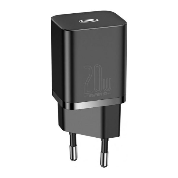 Мережевий зарядний пристрій Baseus Super Silicone PD Charger 20W (1Type-C) Black (CCSUP-B01), Колір: Черный, Оригінальна назва кольору: Black