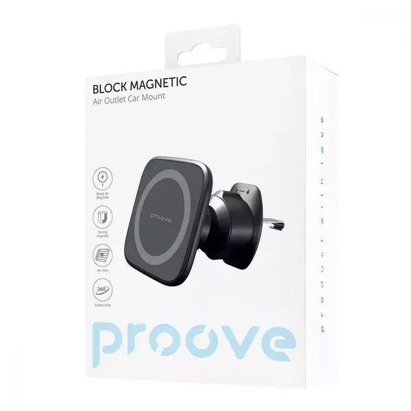 Автомобильный держатель для мобильного Proove Block Magnetic Air Outlet Car Mount black(CHMA00000001), изображение 3