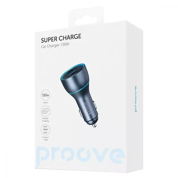 АЗУ Proove Super Charge 130W (2 Type-C + USB) metal gray (ACSC13120004), изображение 2
