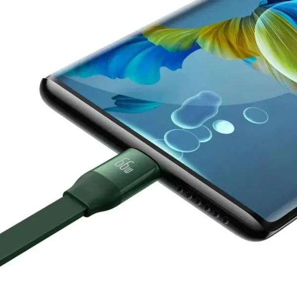 Кабель Baseus Bright Mirror 2 Series Retractable 3-in-1 Fast Charging Data Cable USB to Lightning+Type-C+MicroUSB 66W 1.1m Green, изображение 5