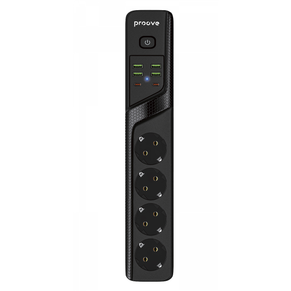 Мережевий фільтр Proove Power Strip P-04 4 р + 4 USB + 2 Type-C 2м black (PSP442420001)