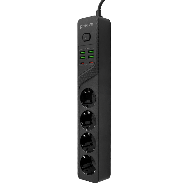 Мережевий фільтр Proove Power Strip P-04 4 р + 4 USB + 2 Type-C 2м black (PSP442420001), зображення 2