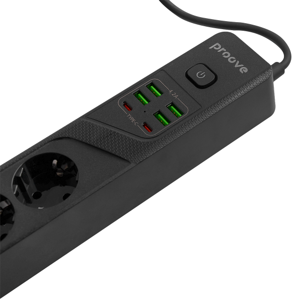 Мережевий фільтр Proove Power Strip P-04 4 р + 4 USB + 2 Type-C 2м black (PSP442420001), зображення 5
