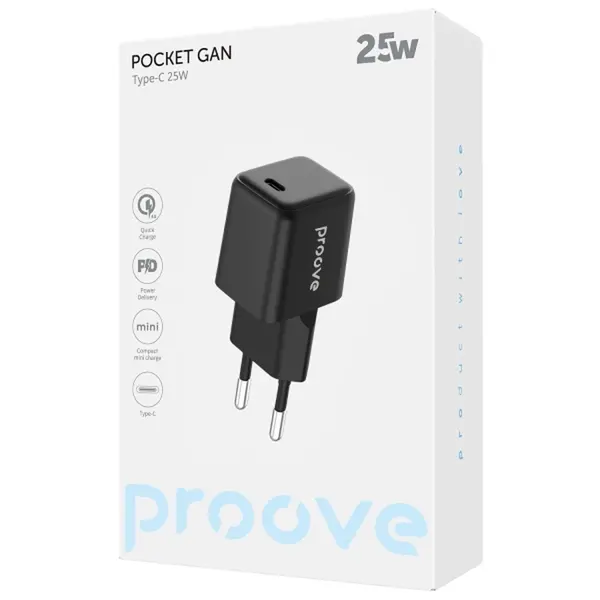 Сетевое зарядное устройство Proove Pocket GaN 25W (Type-C) (black) (WCPG25010201), изображение 2