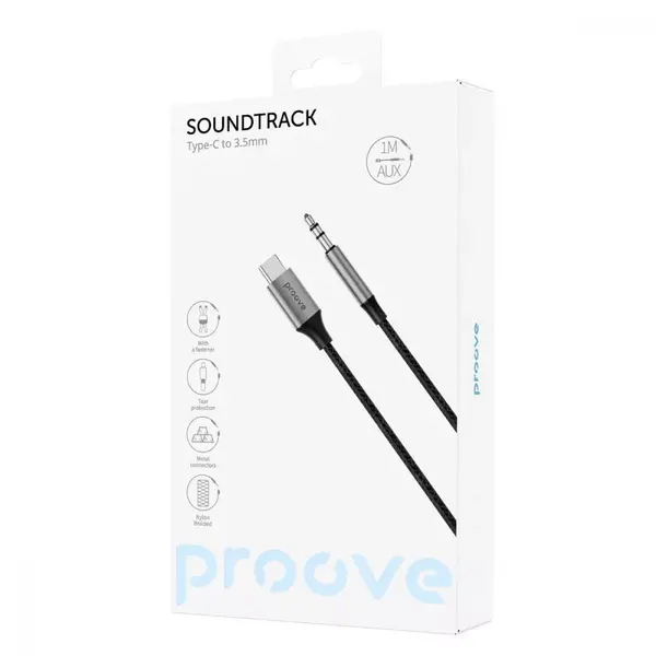 Кабель AUX Proove SoundTrack Type-C to 3.5mm (1m) (black) (ACST00002801), изображение 2
