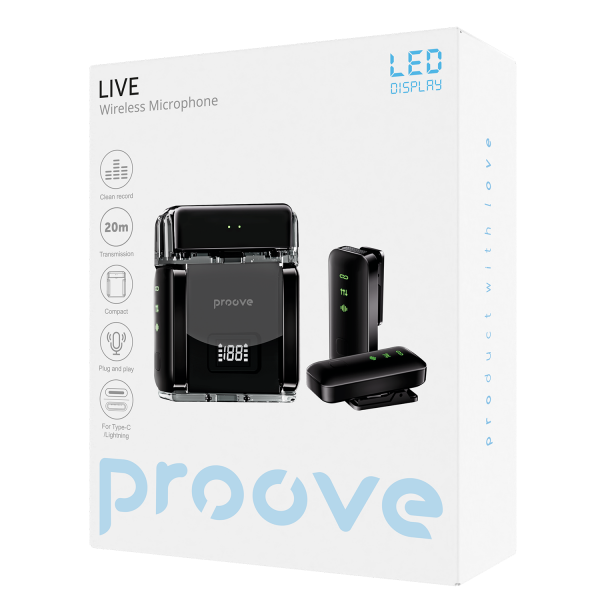 Бездротовий петличний мікрофон Proove Live (чорний) (PLWM00012101), зображення 6