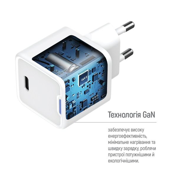 Мережевий зарядний пристрій Colorway GaN Mini 30W PD Port PPS USB (Type-C PD + USB QC4.0) білий, зображення 7