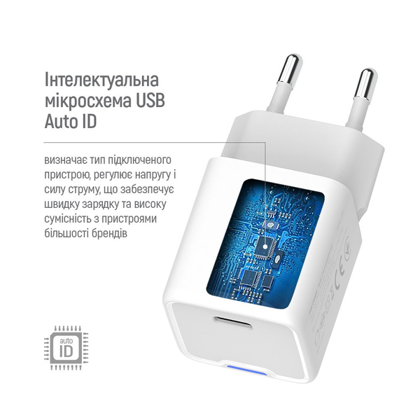 Мережевий зарядний пристрій Colorway GaN Mini 30W PD Port PPS USB (Type-C PD + USB QC4.0) білий, зображення 9