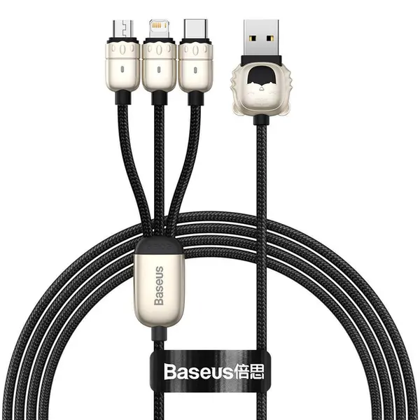 Кабель Baseus Year of the Tiger One-for-three Data Cable USB to M+L+C 3.5A 1.2m Black