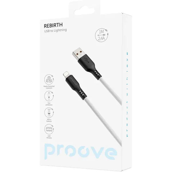 Кабель Proove Rebirth Lightning 2.4A (1m) White (CCRE60001102), изображение 2