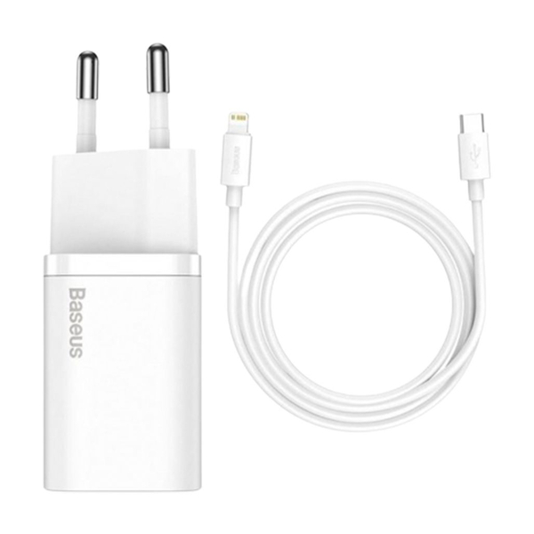 Мережевий зарядний пристрій Baseus Super Silicone PD Charger 20W (1Type-C) + With Cable Type-C to Lightning Black