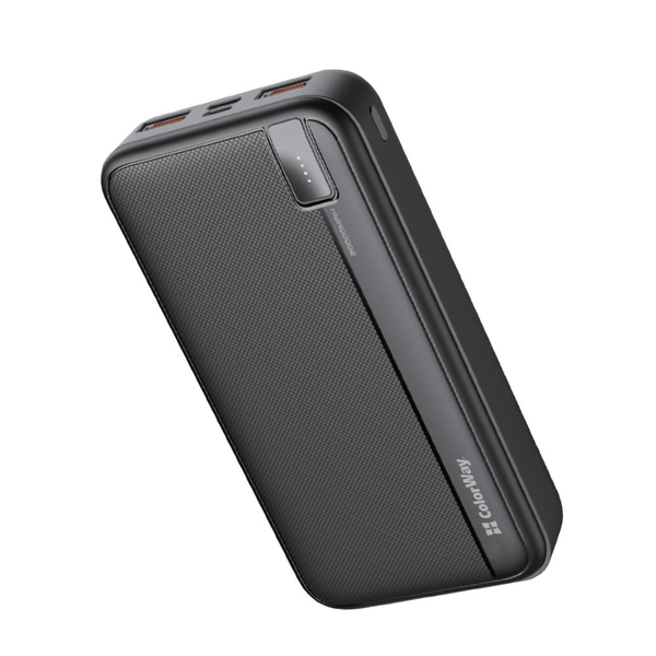 Універсальна мобільна батарея ColorWay Power Bank 20 000 mAh Portable Charger (USB QC3.0 + USB-C PD22.5W) Black, изображение 2
