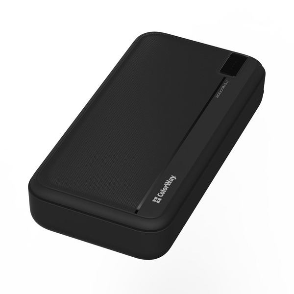 Універсальна мобільна батарея ColorWay Power Bank 20 000 mAh Portable Charger (USB QC3.0 + USB-C PD22.5W) Black, изображение 3