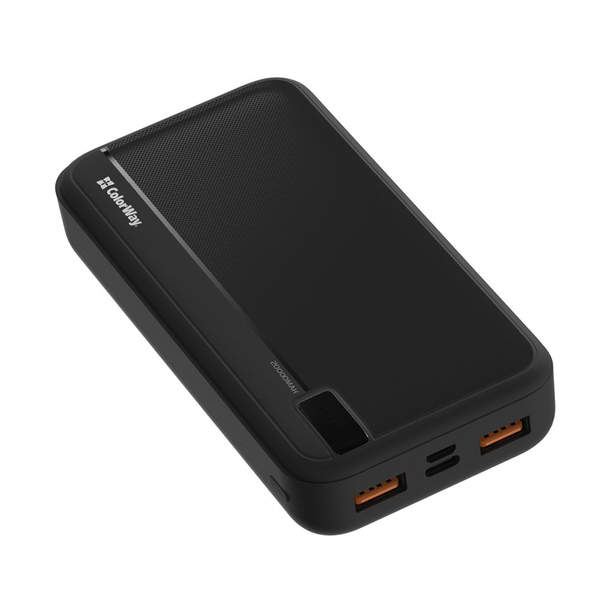Універсальна мобільна батарея ColorWay Power Bank 20 000 mAh Portable Charger (USB QC3.0 + USB-C PD22.5W) Black, изображение 4