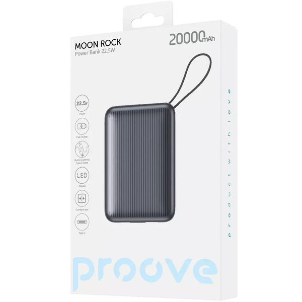 Зовнішній акумулятор Proove Moon Rock 20000mAh 22.5W Gray, зображення 3