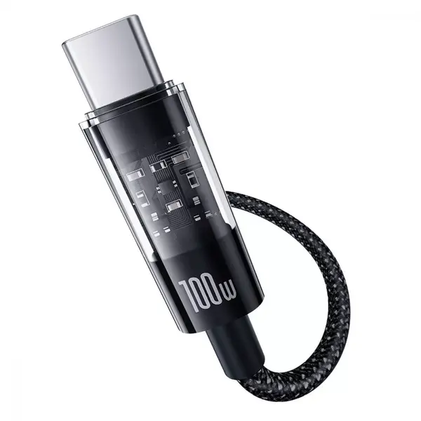 Кабель Baseus Gem Fast-Charging Data Cable Type-C to Type-C 100W 1m (чорний), зображення 4