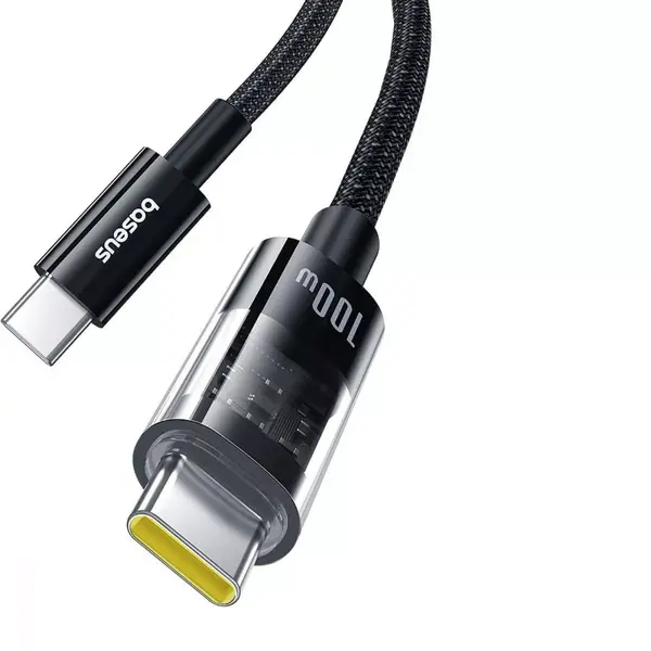 Кабель Baseus Gem Fast-Charging Data Cable Type-C to Type-C 100W 1m (чорний), зображення 3