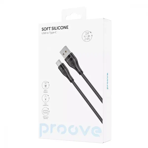 Кабель Proove Soft Silicone Type-C 2.4A (1m) Black