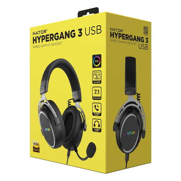 Ігрова гарнітура HATOR HYPERGANG 3 Hi-Res (ESH50) USB7.1 black, BT phone calls, зображення 5