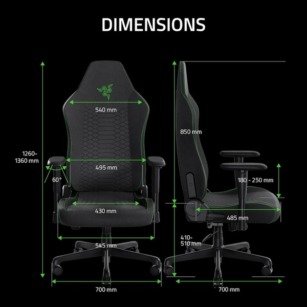 Крісло для геймерів Razer Iskur V2 X, Black Fabric (RZ38-05310100-R3G1), зображення 8