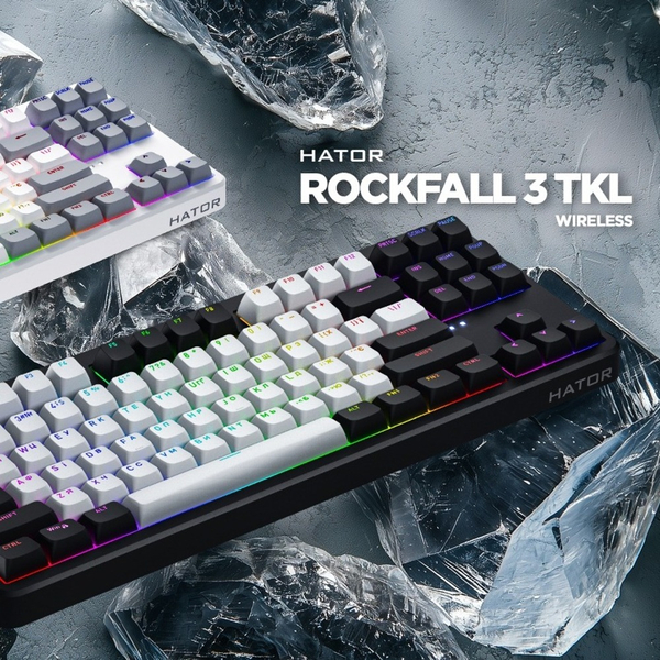 Клавіатура механічна HATOR Rockfall 3 Mecha TKL wireless orange (HTK850EU) black, UK-ISO, QMK/VIA, зображення 6
