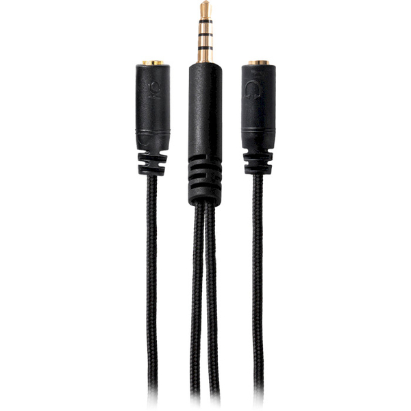 Кабель-перехідник універсальний 0.2м x2*3.5мм female to 3.5mm male (ACC-214) чорний