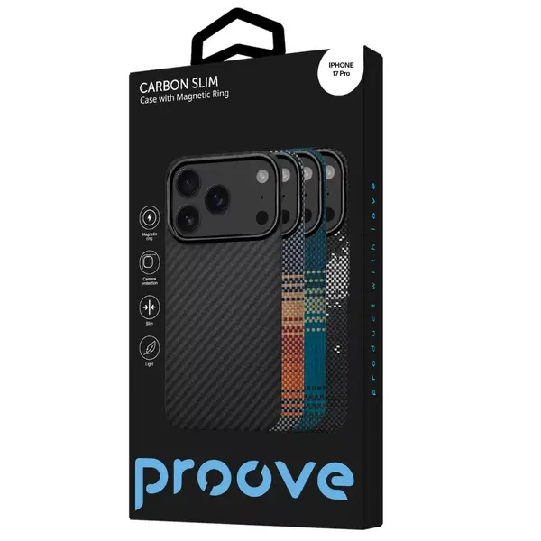 Чехол для смартфона Proove Carbon Slim with Magnetic Ring Apple iPhone 17 Pro Black (PCCSIP17P002), изображение 7