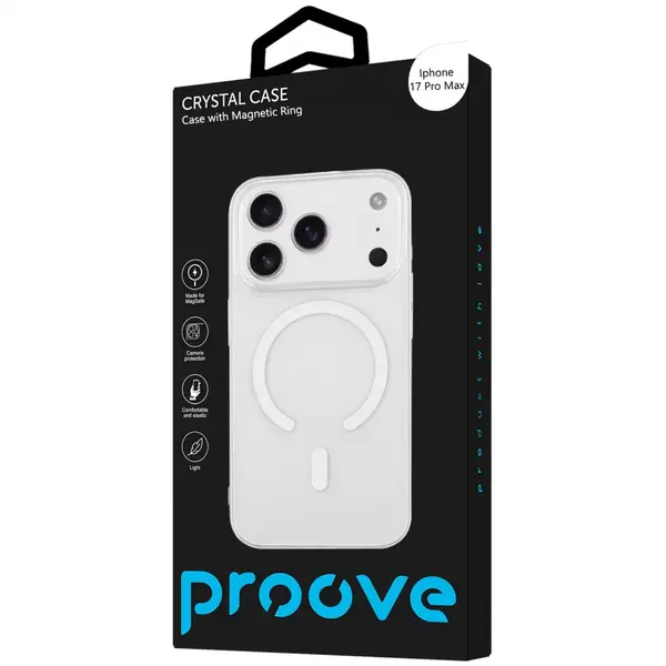 Чохол для смартфона Proove Crystal Case with Magnetic Ring Apple iPhone 17 Pro Max Transparent (PCCCIP17PM01), зображення 4