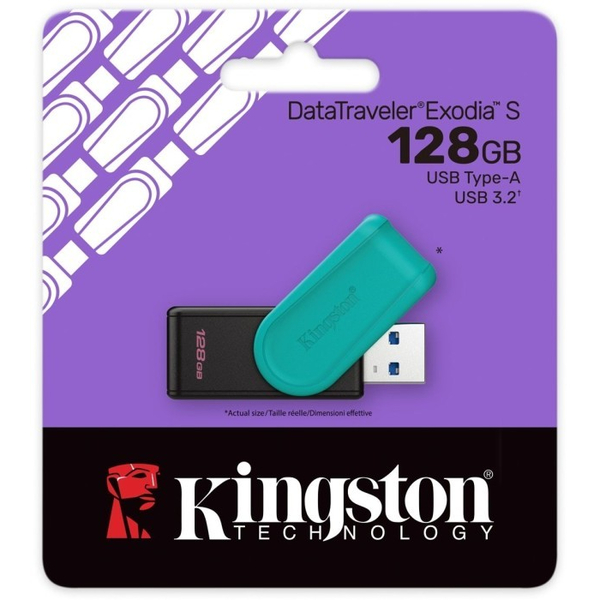 Флеш USB Kingston DataTraveler Exodia S 128 ГБ Black + Turquoise (DTXS/128GB), изображение 4