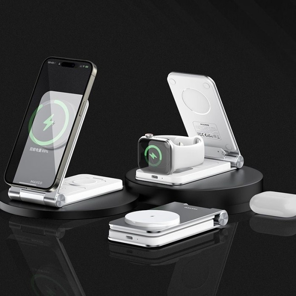 Бездротовий зарядний пристрій Maxco 3in1 15W Folding Wireless Charger (MW08), изображение 9