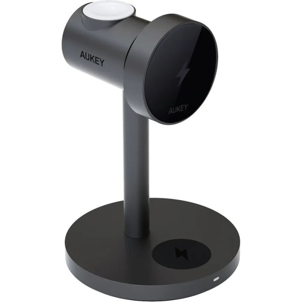 Бездротовий зарядний пристрій Aukey MagFusion 3-in-1 15W Qi2 (LC-MC311) Gray, зображення 3
