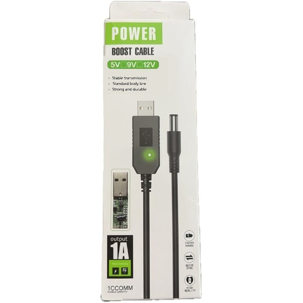 Кабель USB - DC Power Boost USB - DC 5.5x2.1 9V 1m Black, изображение 4