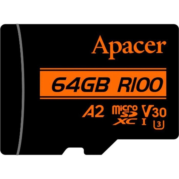 Карта пам'яті Apacer microSDXC UHS-I U3 64GB V30 A2 +SD, зображення 3