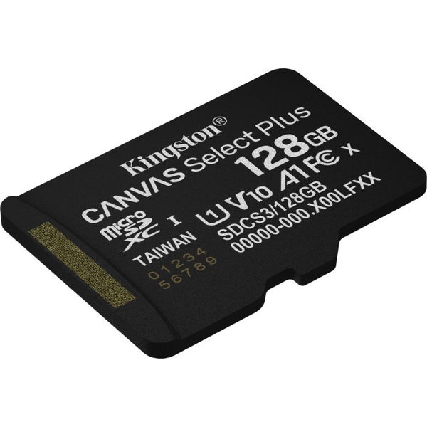 Карта пам'яті Kingston Canvas Select Plus Gen3 microSDXC 128GB Class 10 UHS-I U1 V10 A1 + SD-adapter (SDCS3/128GB), зображення 4