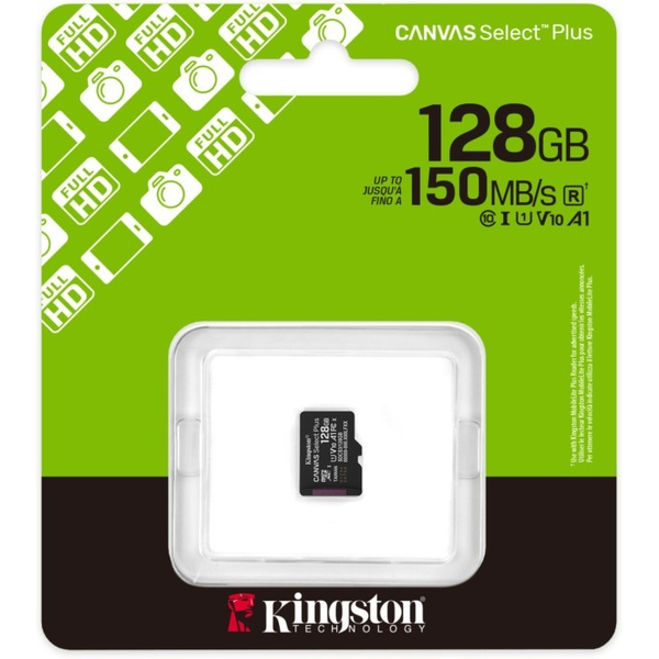 Карта пам'яті Kingston Canvas Select Plus Gen3 microSDXC 128GB Class 10 UHS-I U1 V10 A1 + SD-adapter (SDCS3/128GB), изображение 2