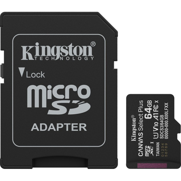 Карта пам'яті Kingston microSDXC 64GB Canvas Select Plus Gen3 +, зображення 3