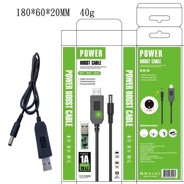Кабель USB - DC Power Boost USB - DC 5.5x2.1 9V 1m Black, изображение 5