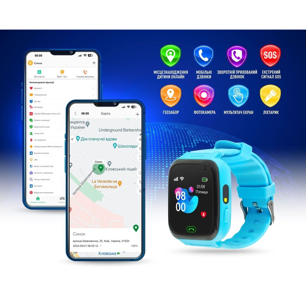 Дитячий годинник GARMIX PointPRO-100 WIFI BLUE, изображение 4