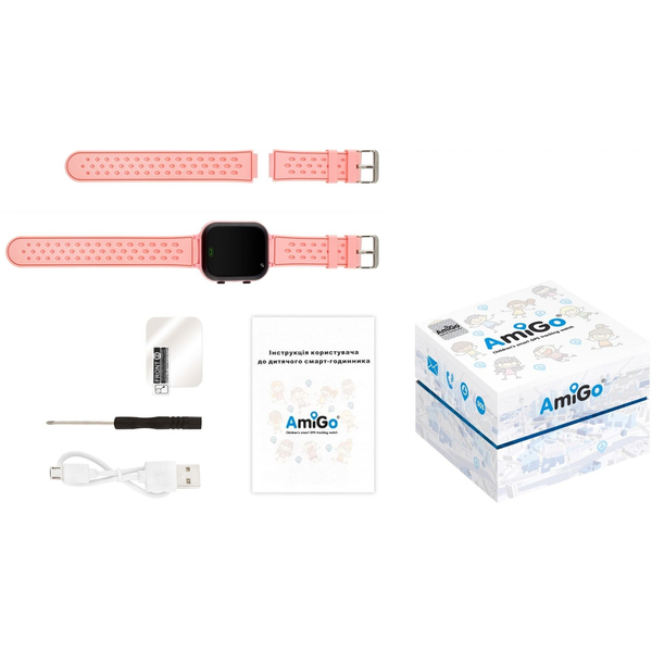 Дитячий годинник AmiGo GO009 Camera+LED WIFI Pink, изображение 6